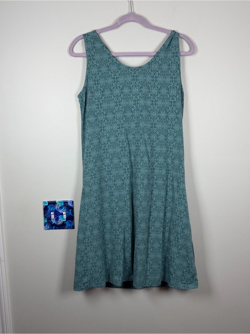 Kuhl Teal Geometric Print Tank Sleeveless Dress Outdoors Coolplus Hiking Large